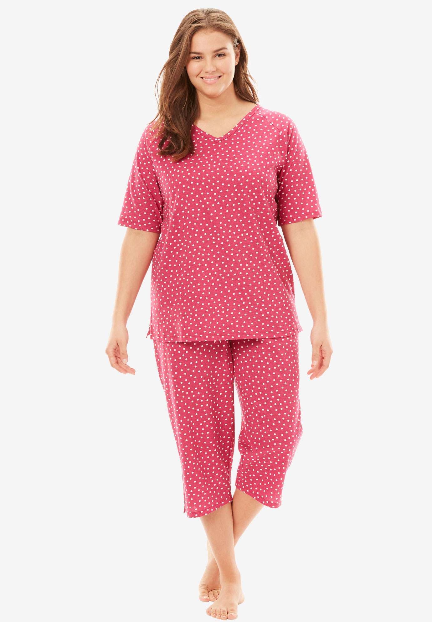 Knit Capri PJ Set by Dreams & Co® Plus Size Women's Sets Roaman's