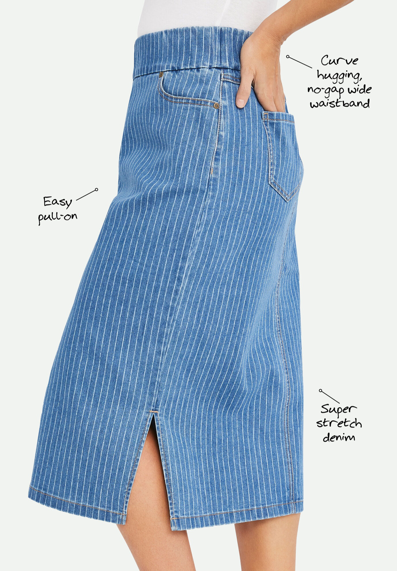Comfort Waist Midi Skirt | Roaman's