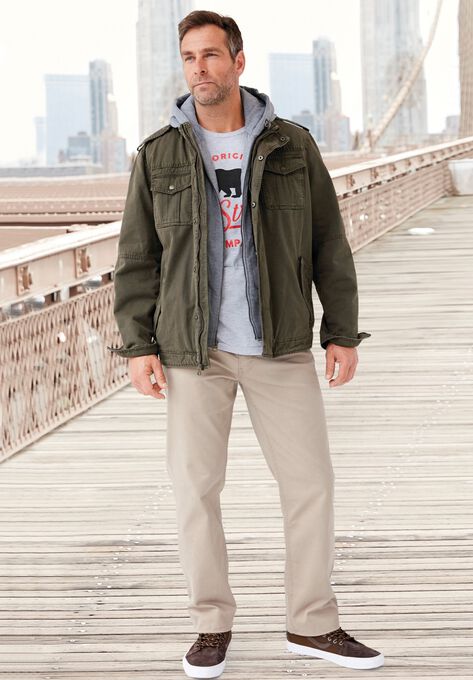 Removable Jersey Hooded Military Jacket | Roaman's