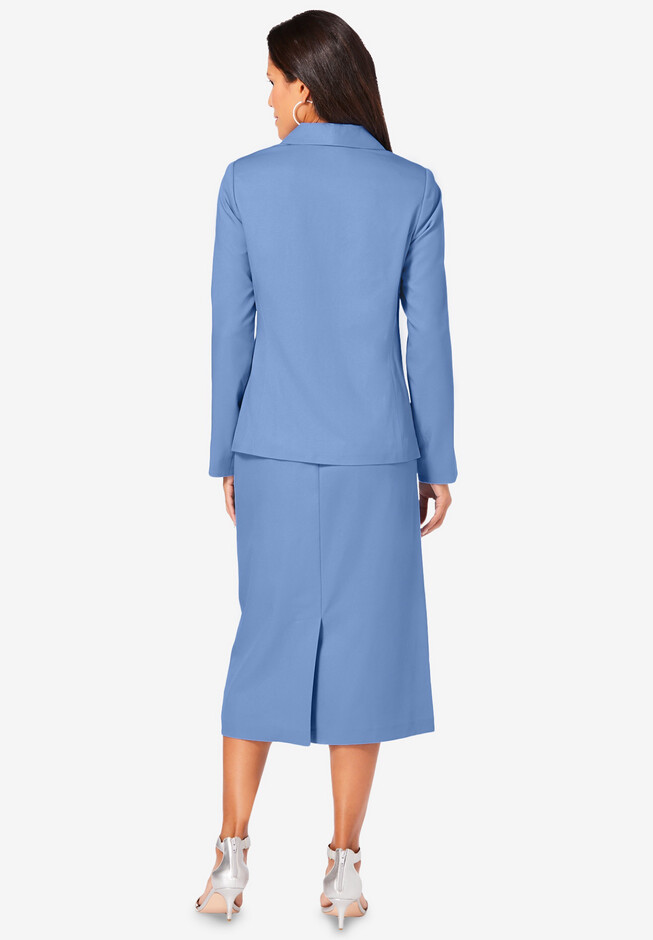 Two-Piece Skirt Suit with Shawl-Collar Jacket