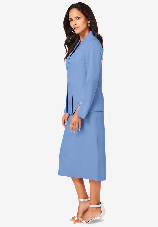 Women's Blue Leather Swing Coat - Plus Size - Delia