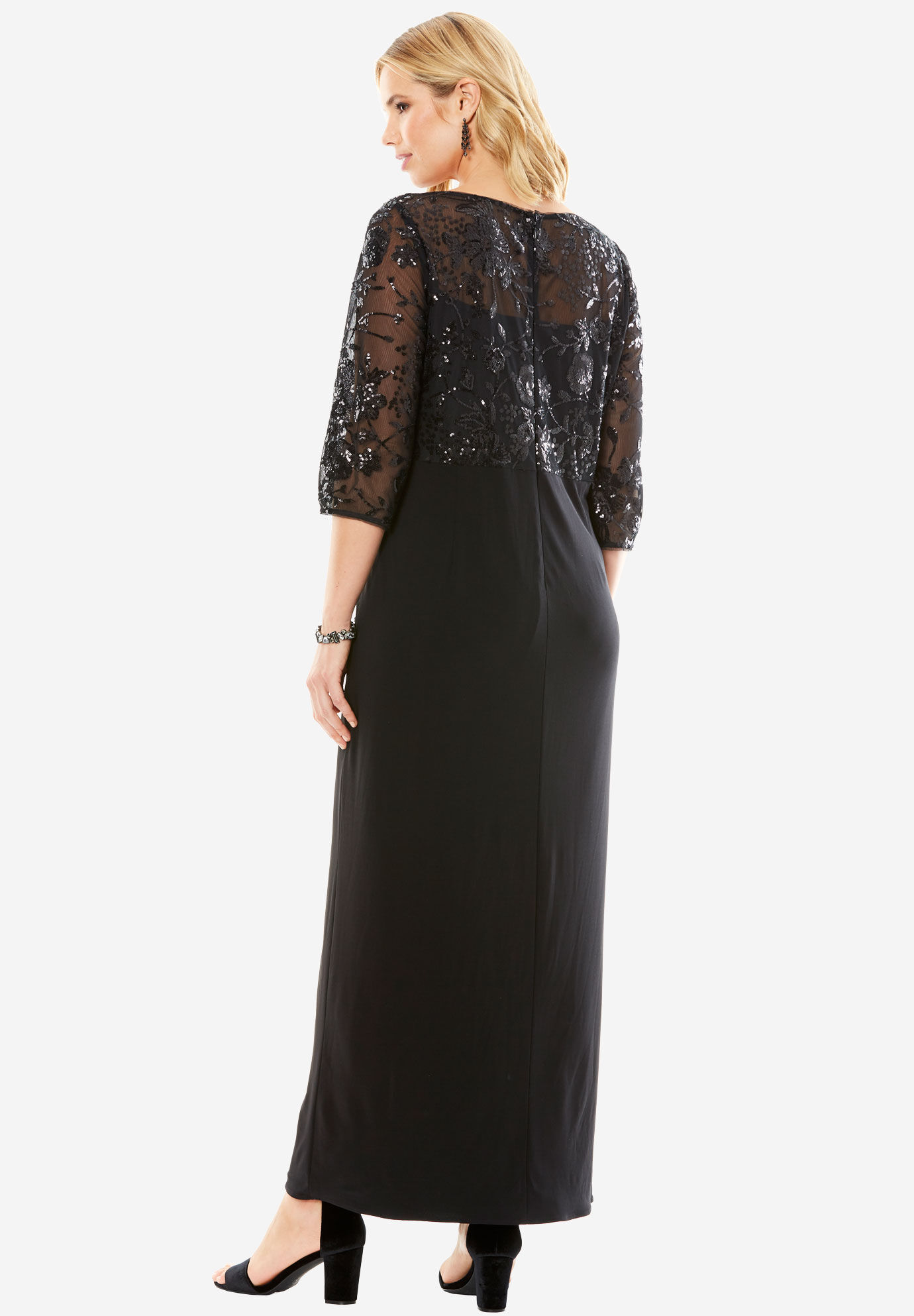 Long Evening Dress with Embellished Bodice | Roaman's