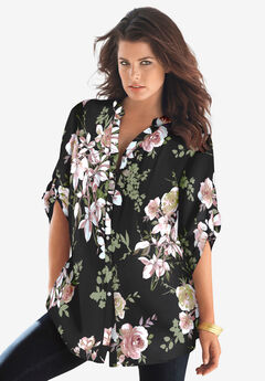 Roaman's Women's Plus Size Thermal Waffle Henley Tunic Long Sleeve Shirt - L,  Vintage Rose Beige - Yahoo Shopping