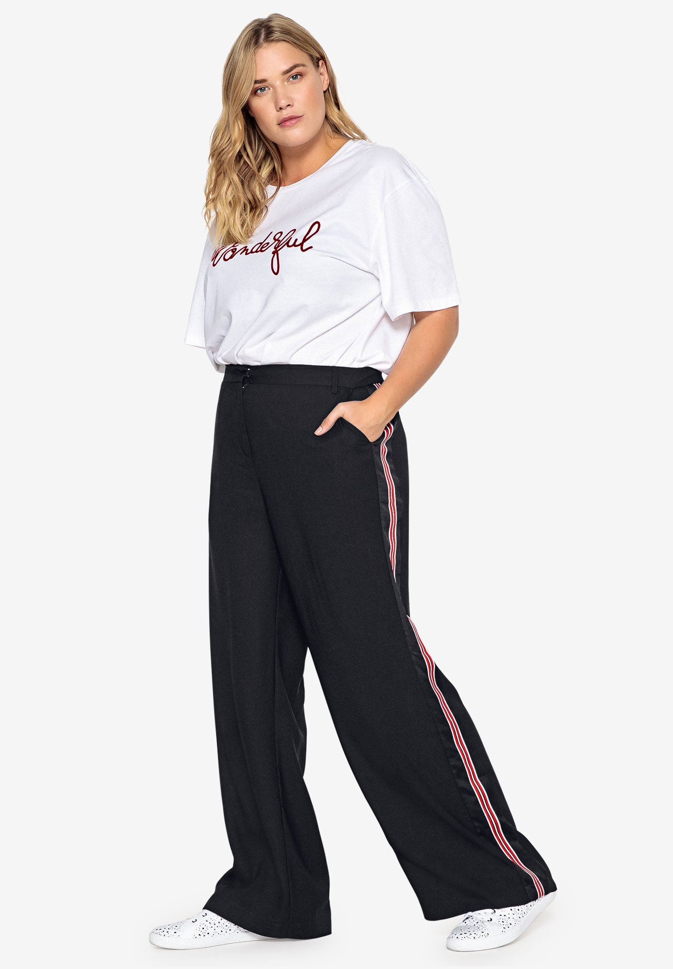 palazzo pants with side stripe