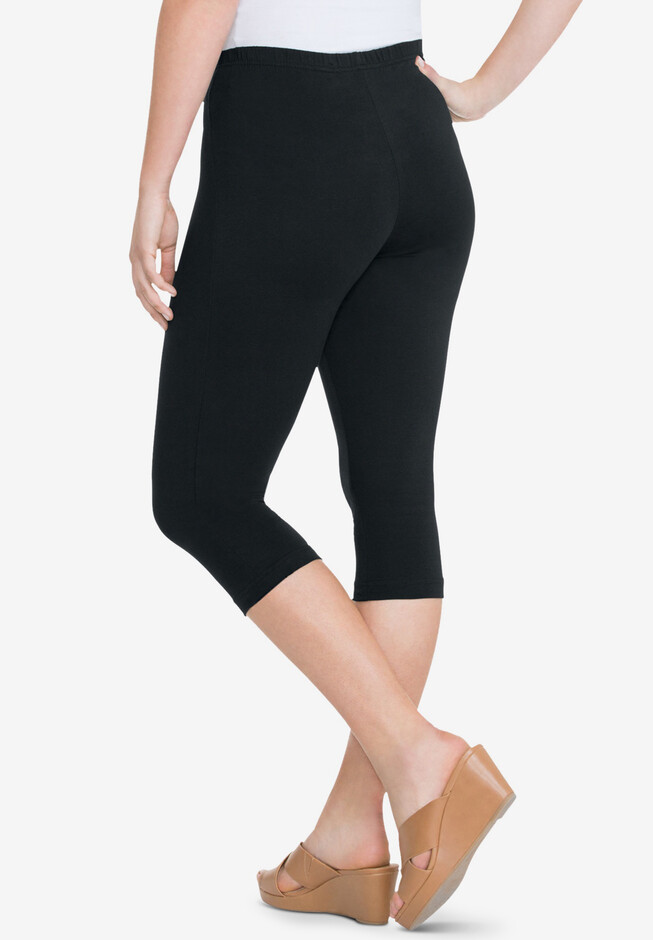 Roaman's Women's Plus Size Essential Stretch Capri Legging, 12 - Black Acid Tie  Dye : Target