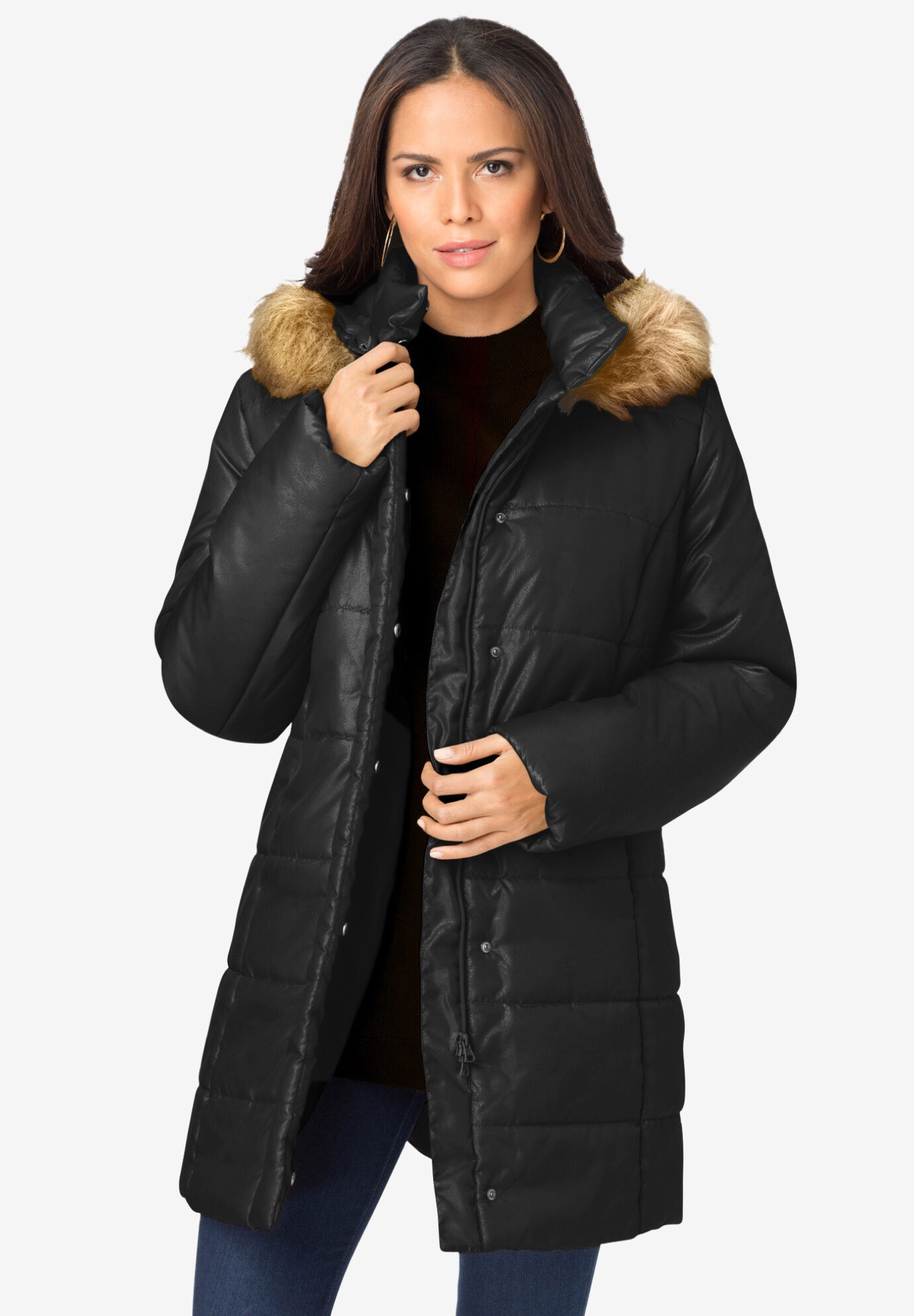 plus size puffer jacket with hood