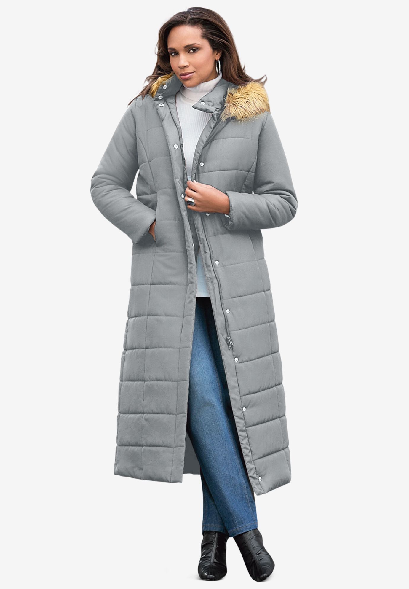 plus size long down coat