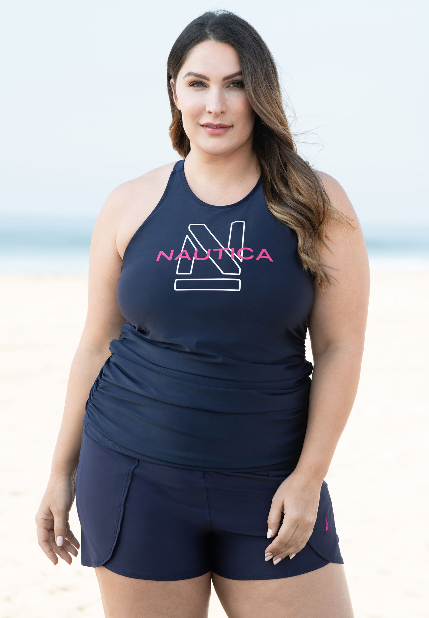 plus size high neck swim top