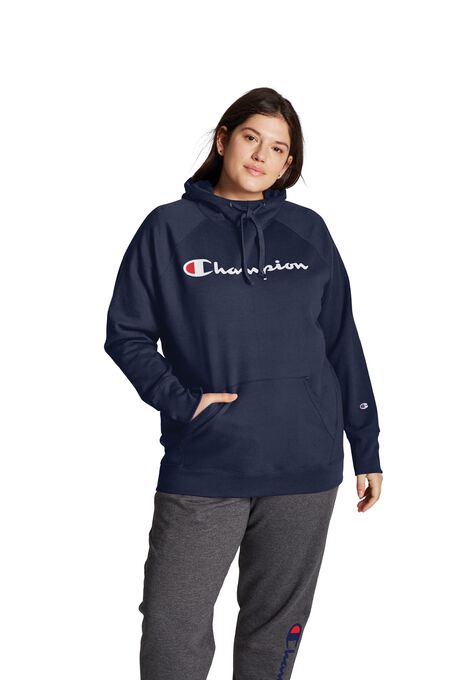 Champion Women's Plus Powerblend® Fleece Hoodie, Script Logo | Roaman's