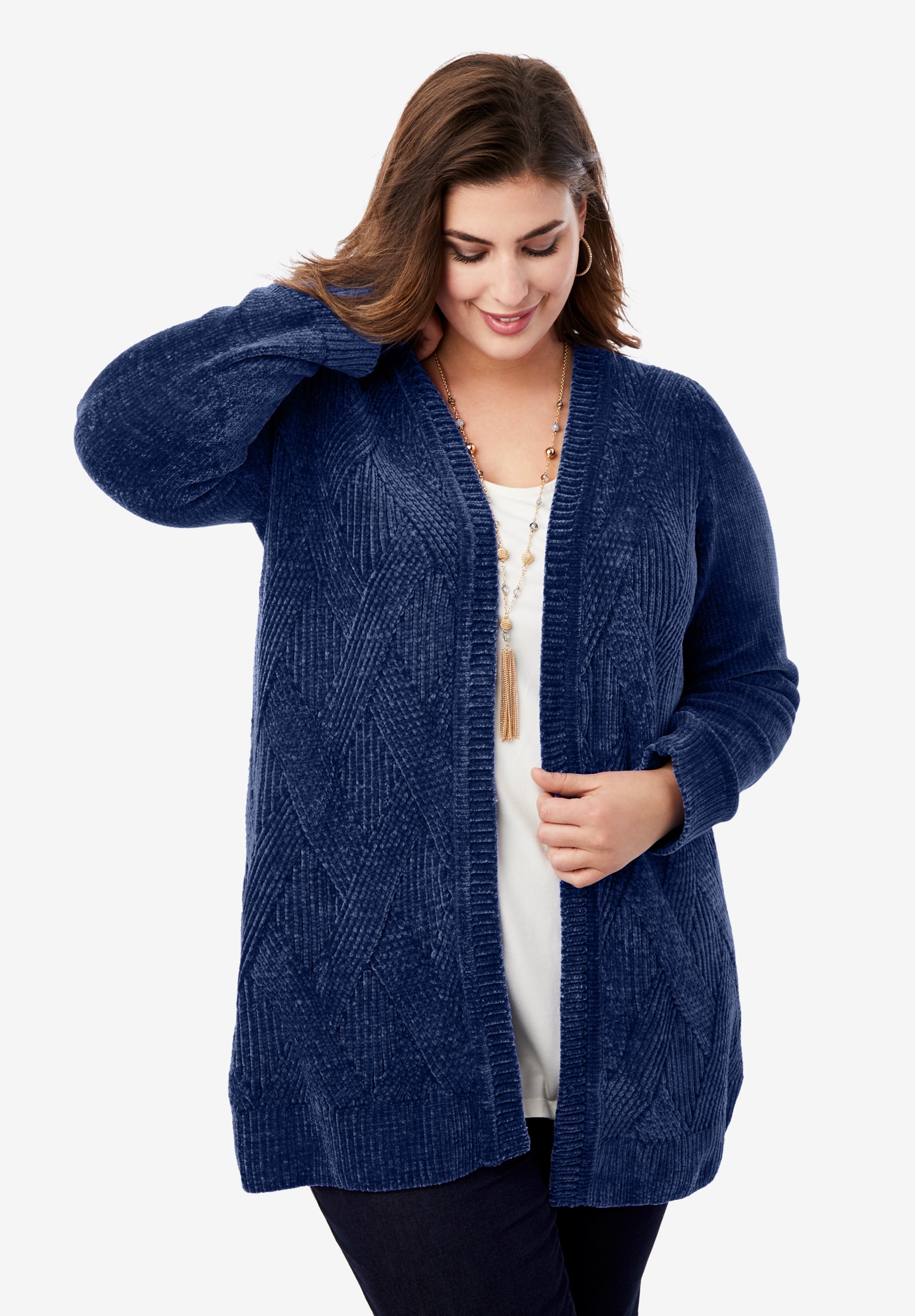 Roaman's Women's Plus Size Fine Gauge Duster Cardigan Sweater