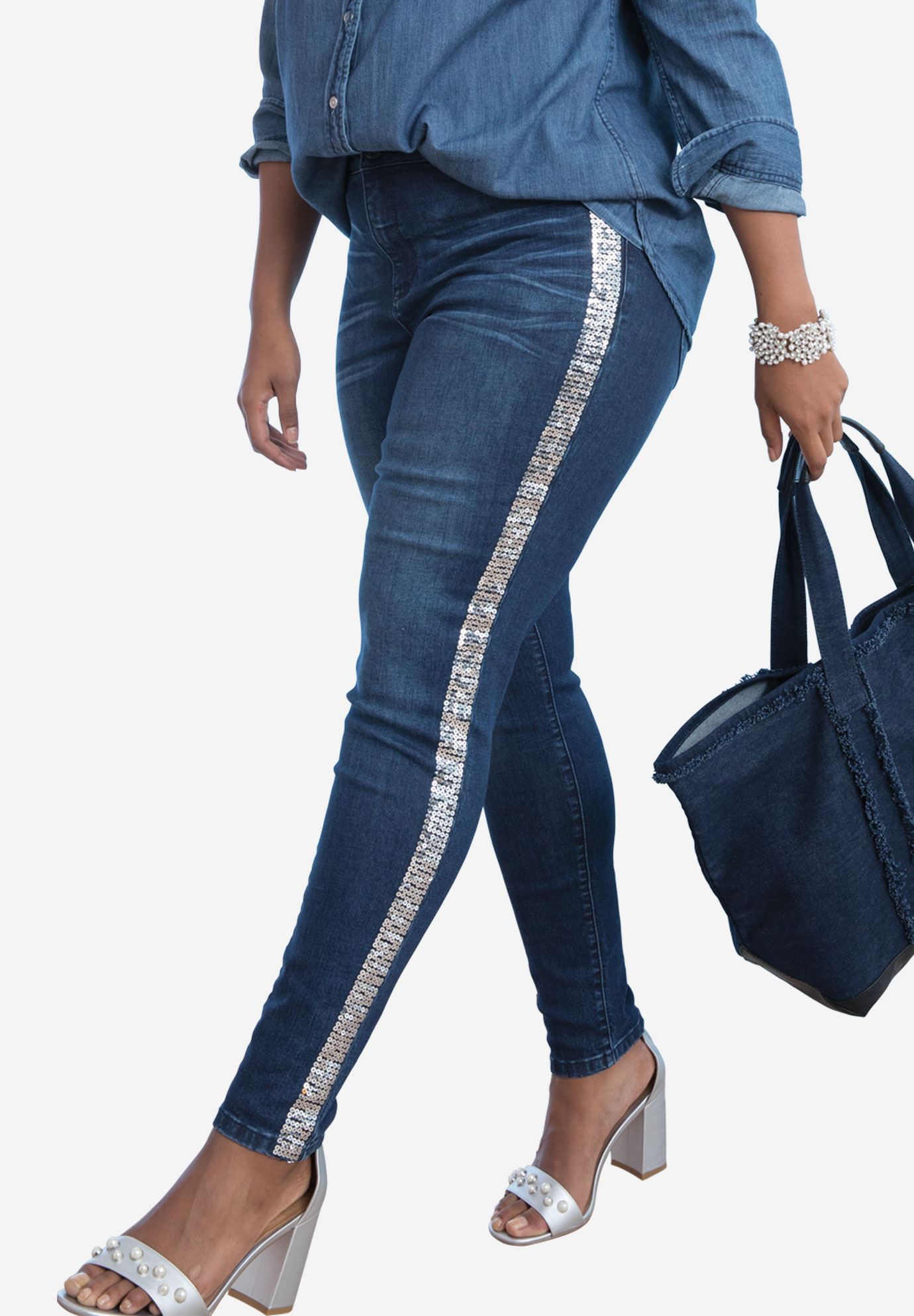 jeans with stripe down leg