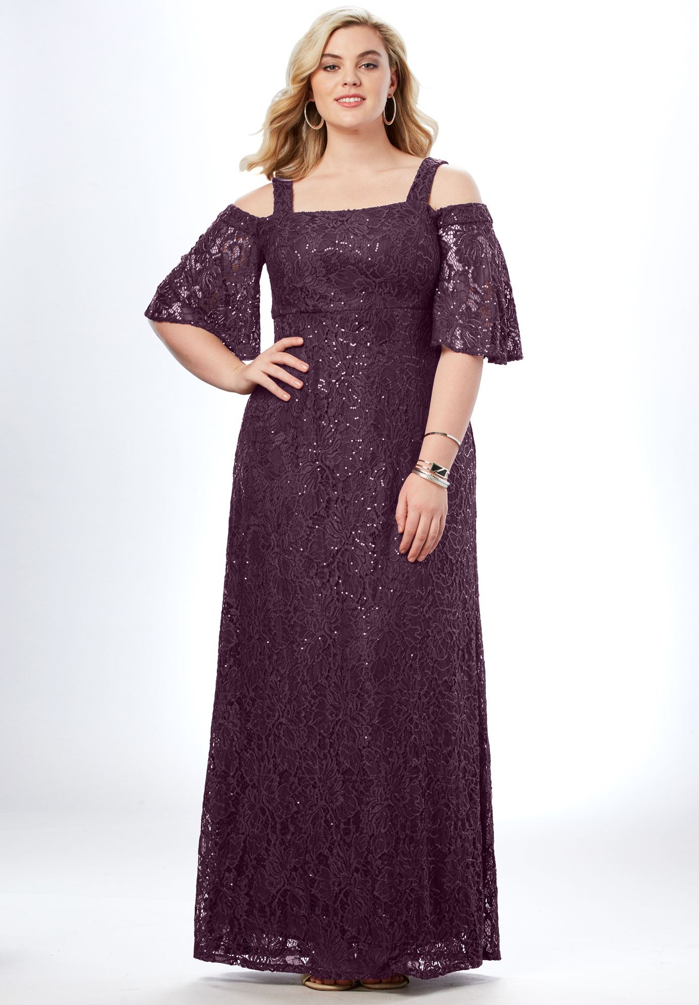 Flutter Sleeve Gown Plus Size Formal And Special Occasion Dresses Roamans 