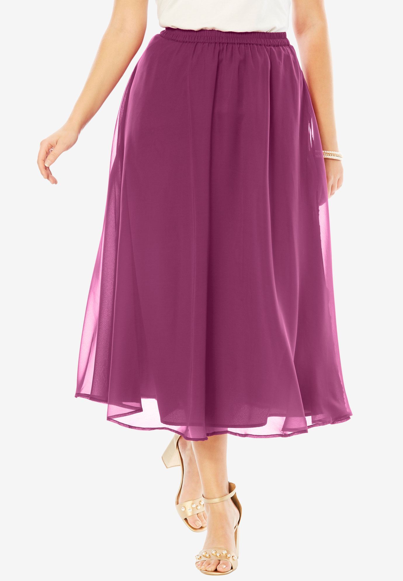 Long Georgette Skirt | Plus Size Skirts | Roaman's