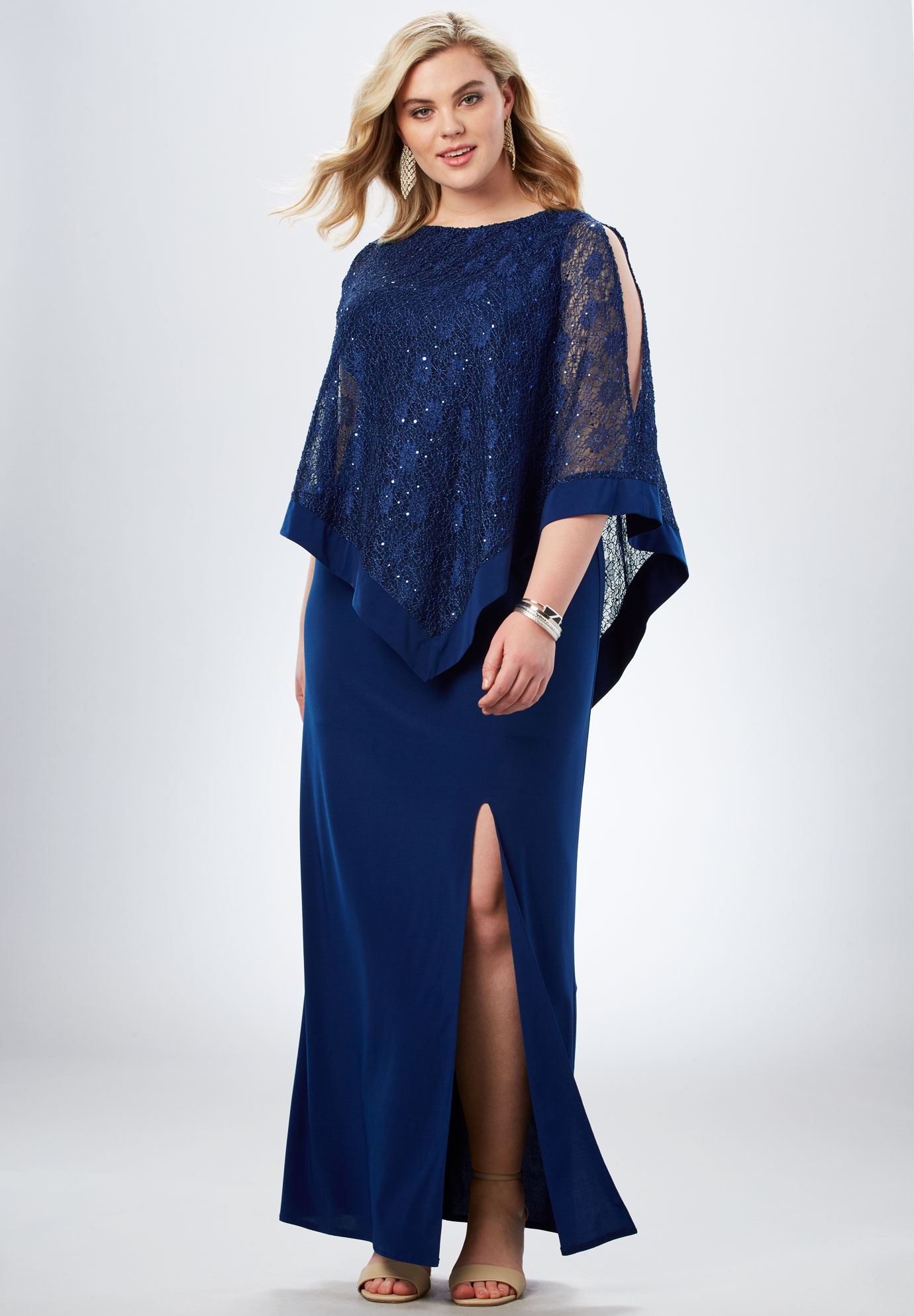 Sequin Popover Dress Plus Size Formal And Special Occasion Dresses Roamans 0243