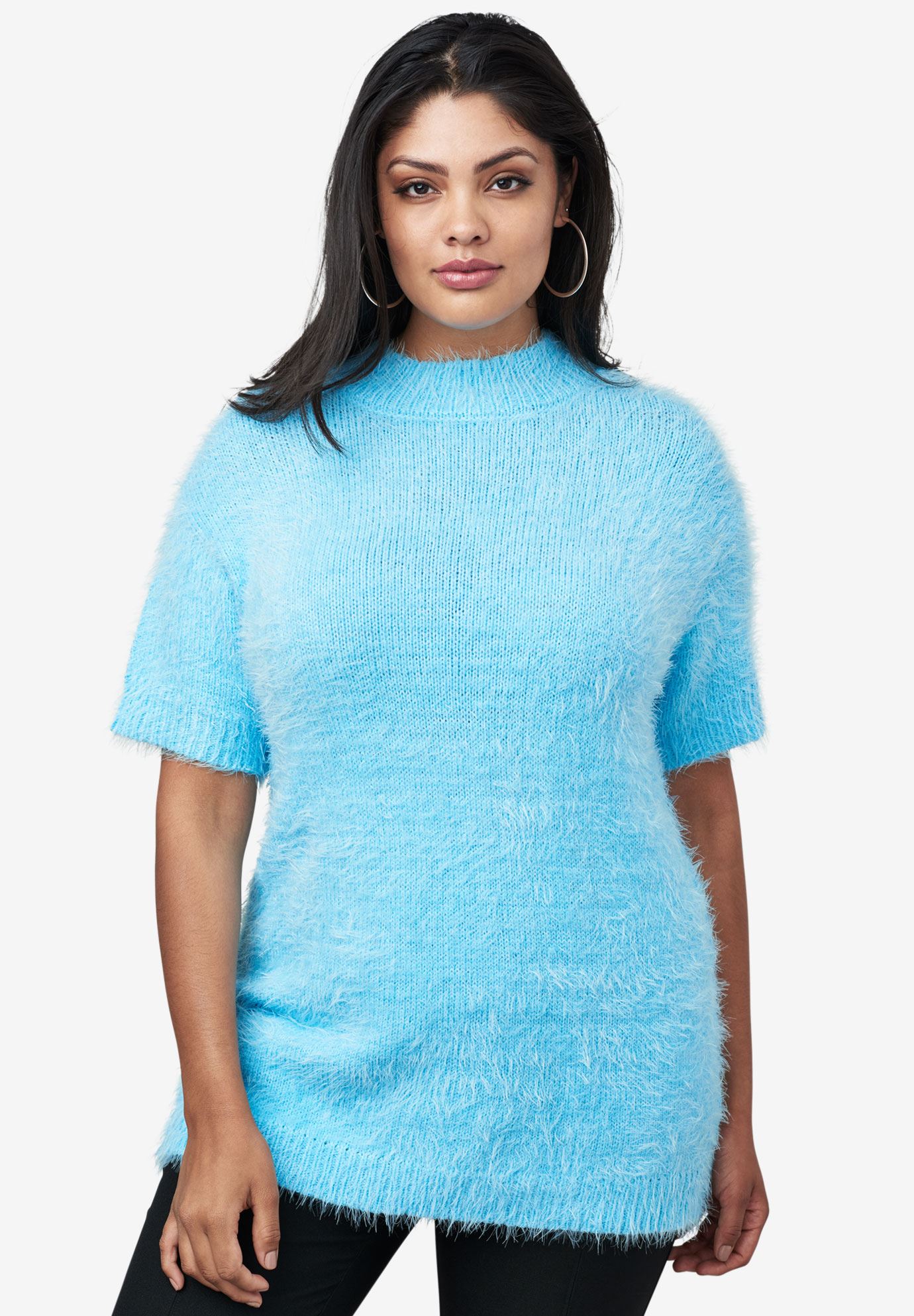 Download Mock Neck Eyelash Sweater | Plus Size Sweaters | Roaman's