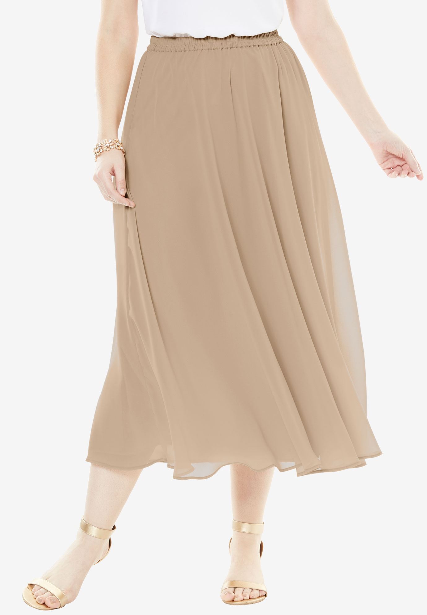 Long Georgette Skirt | Plus Size Dresses | Roaman's