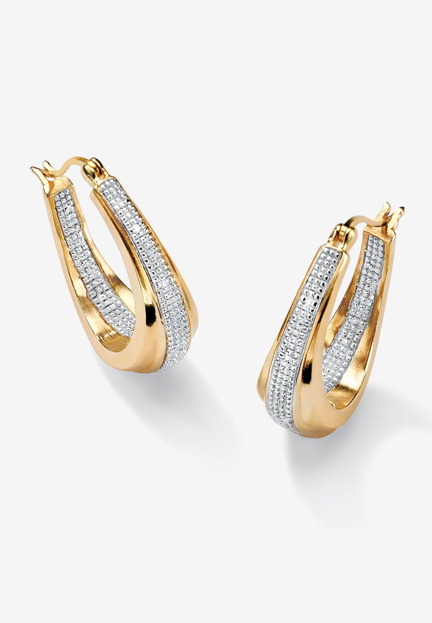 Gold Plated Hoop Earrings With Diamond Accent Roaman S