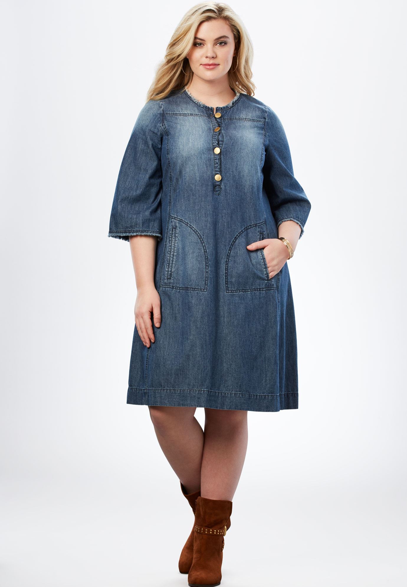 Denim Shirt Dress | Plus Size Casual Dresses | Roaman's