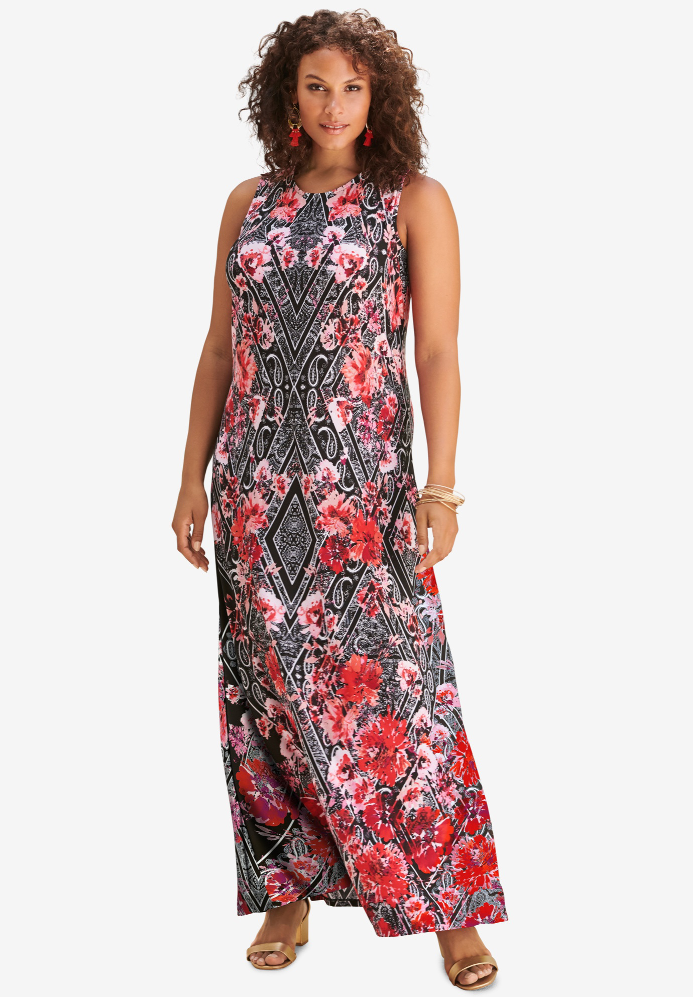 Ultrasmooth® Fabric Print Maxi Dress | Roaman's
