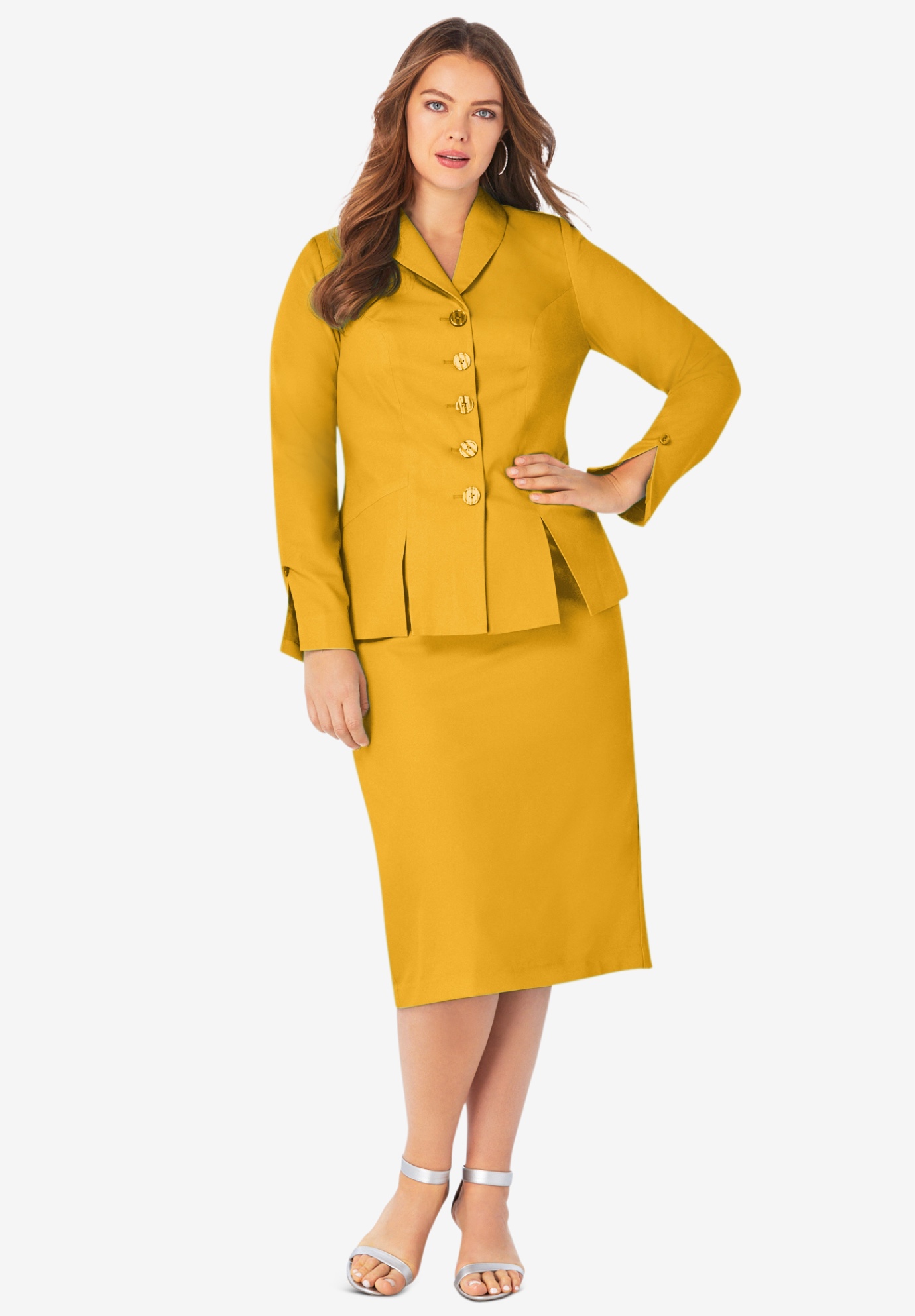 Two-Piece Skirt Suit with Shawl-Collar Jacket | Roaman's