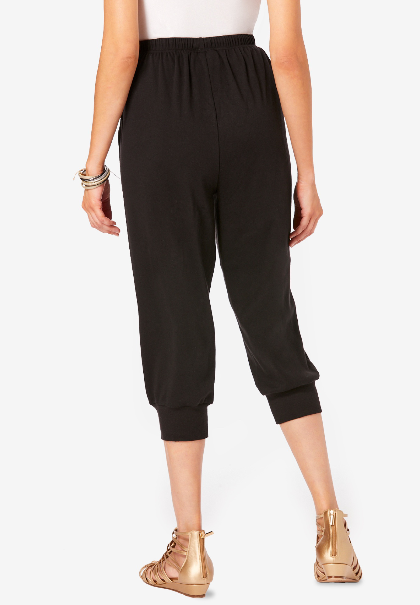 Drawstring Soft Knit Capri Pant Roaman's