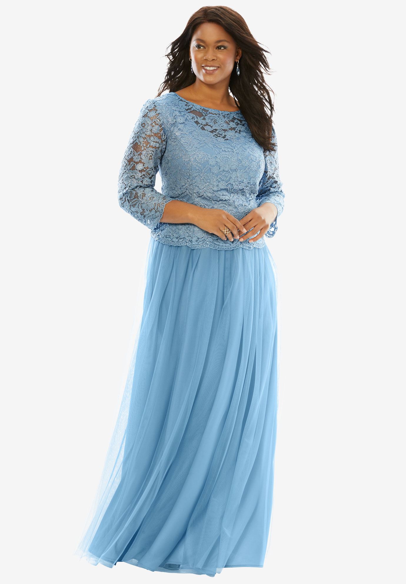 Illusion Lace Popover Dress Plus Size Formal And Special Occasion Dresses Roamans 6423