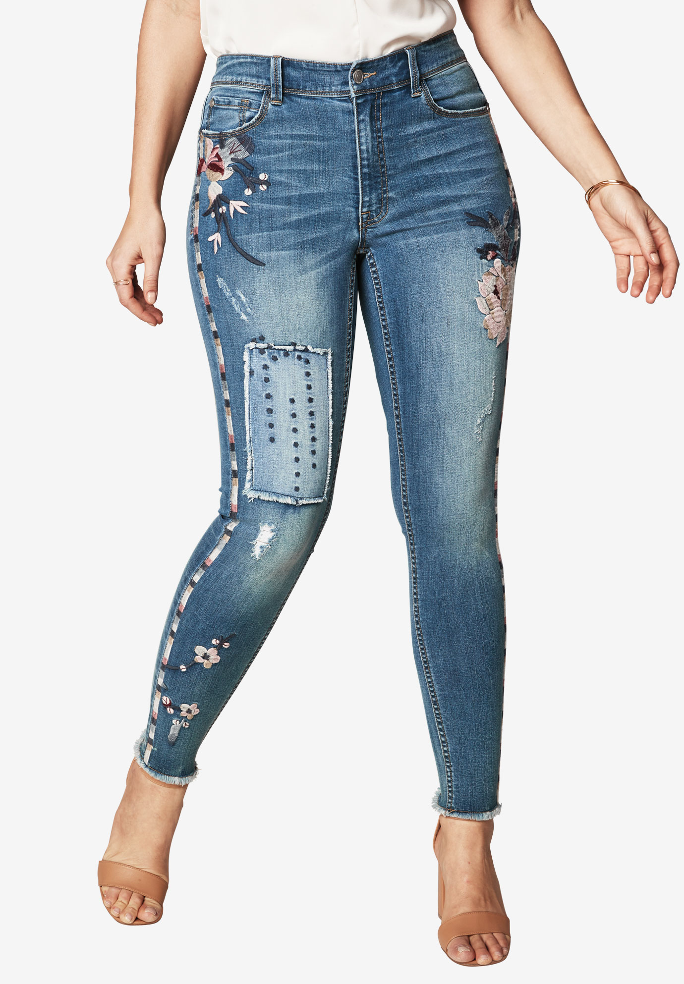 Embroidered Skinny Jeans By Denim 24 7® Plus Size Jeans And Pants Roaman S