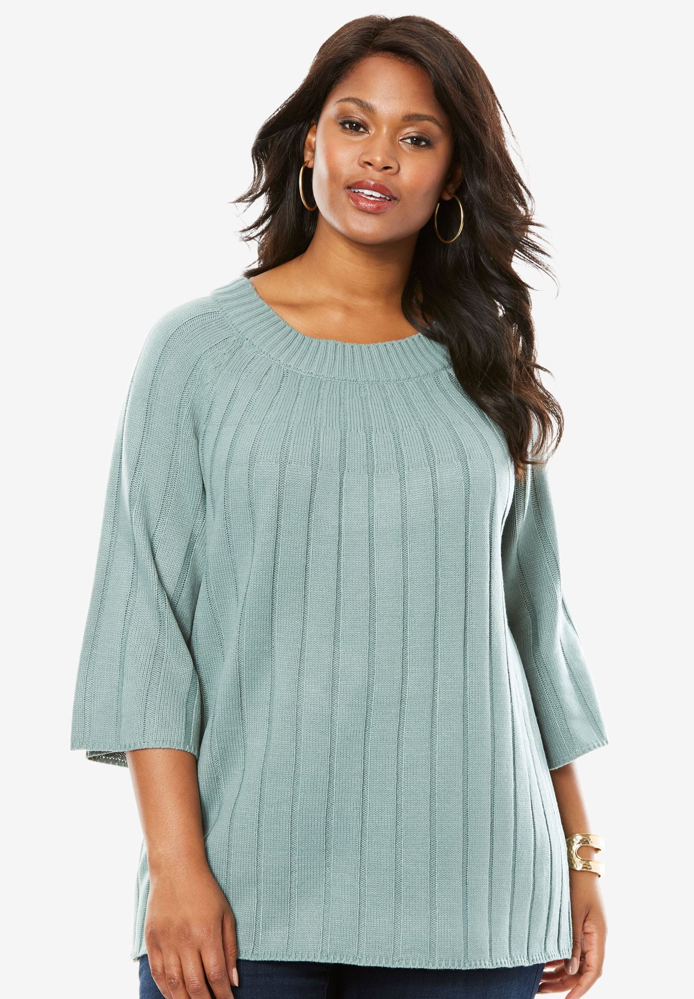 Rib Trapeze Sweater | Plus Size Tops | Roaman's