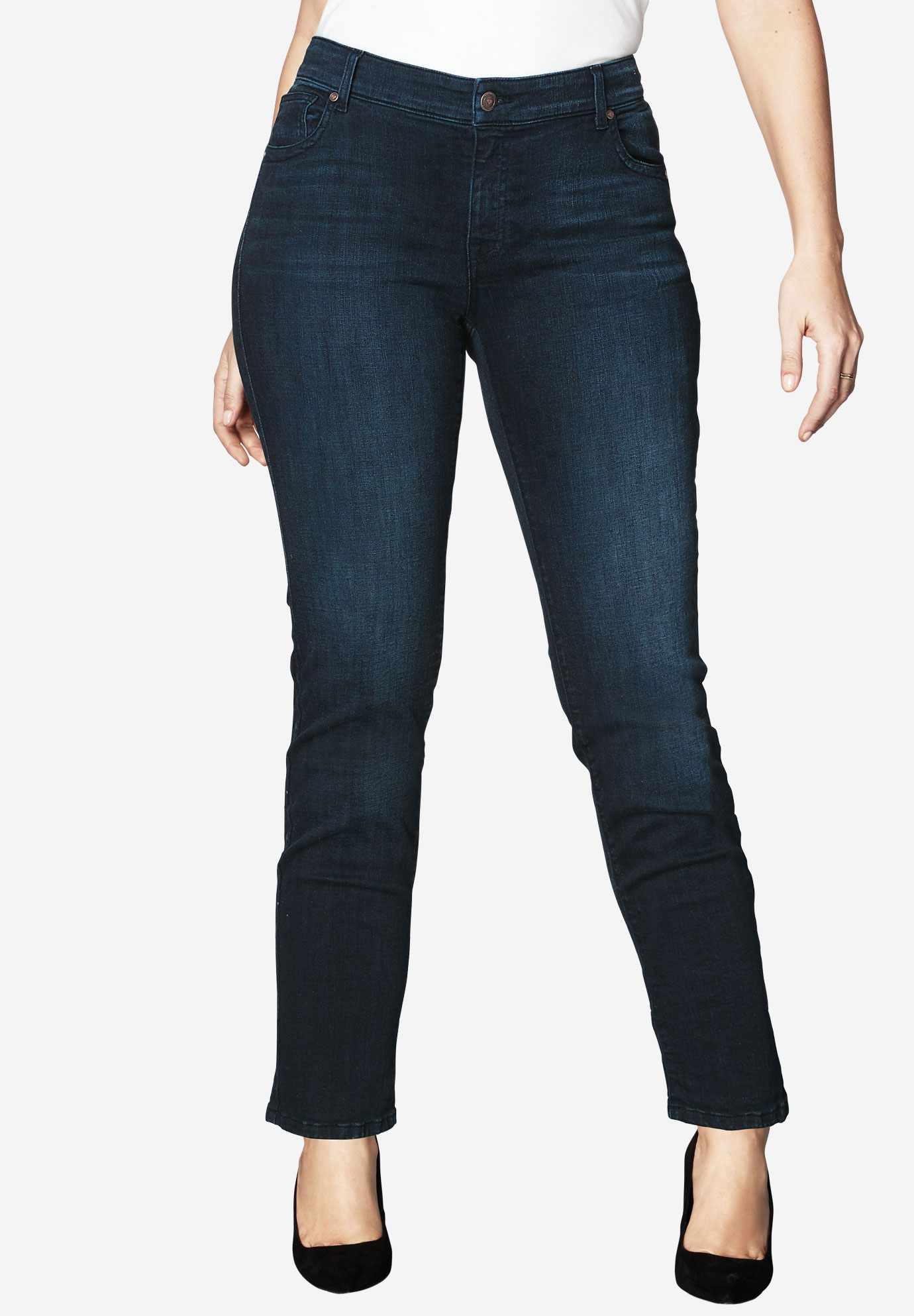 Straight Leg Jean With Invisible Stretch® By Denim 247® Plus Size Jeans Roamans 8381