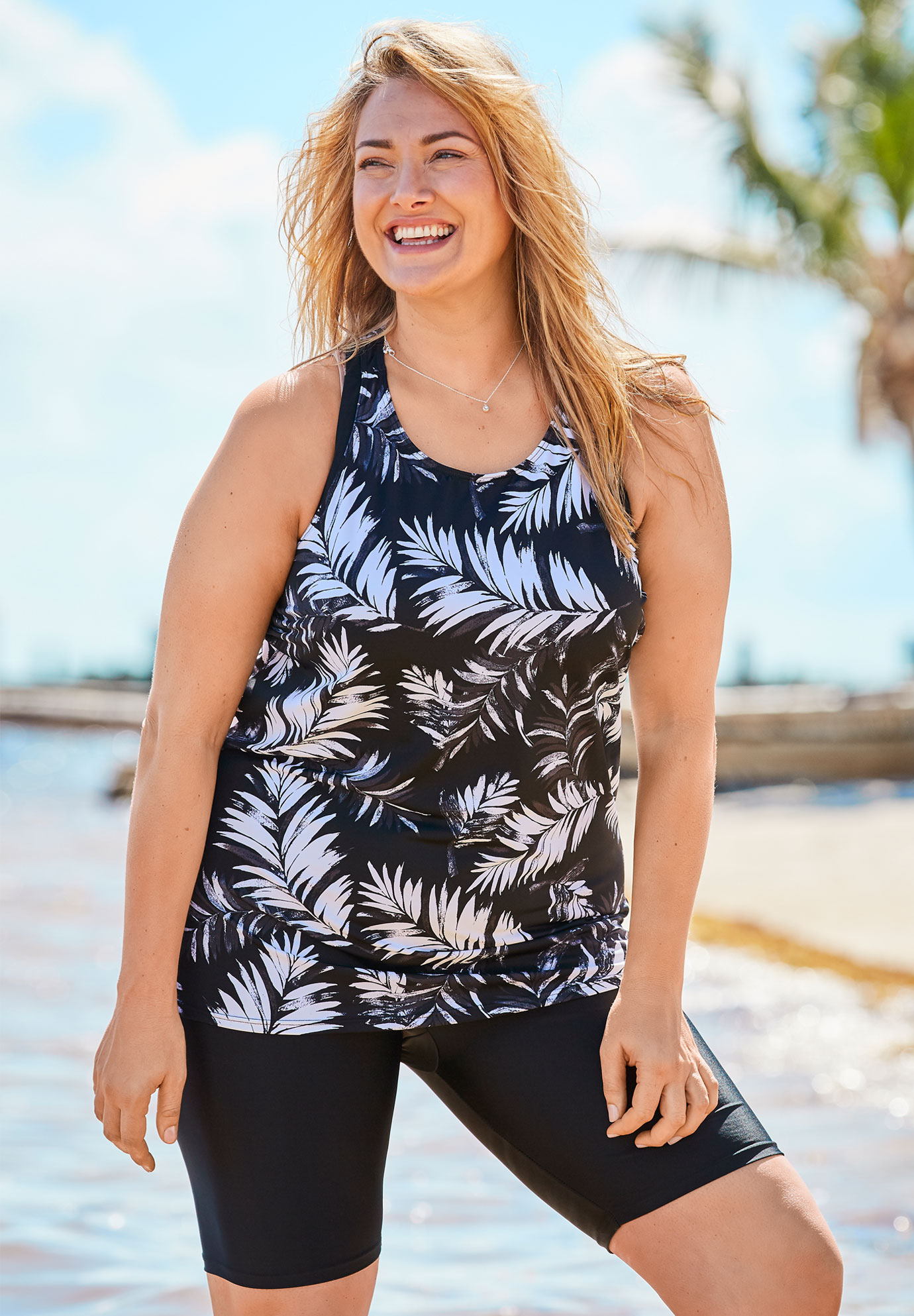 Racerback Tankini Top With Shelf Bra Plus Size Tankini Tops Roamans 6785