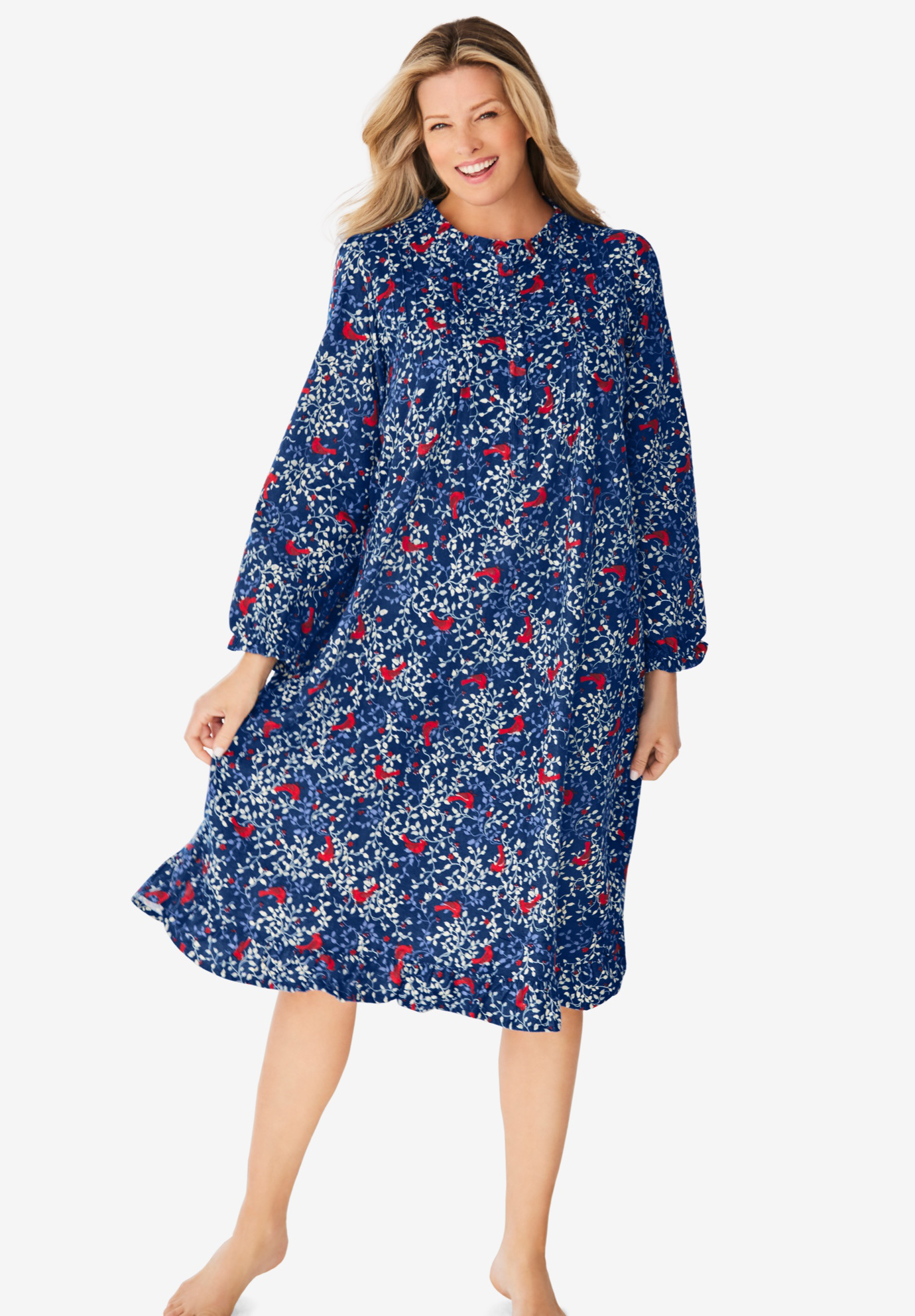 Cotton Flannel Print Short Gown by Only Necessities® | Roaman's