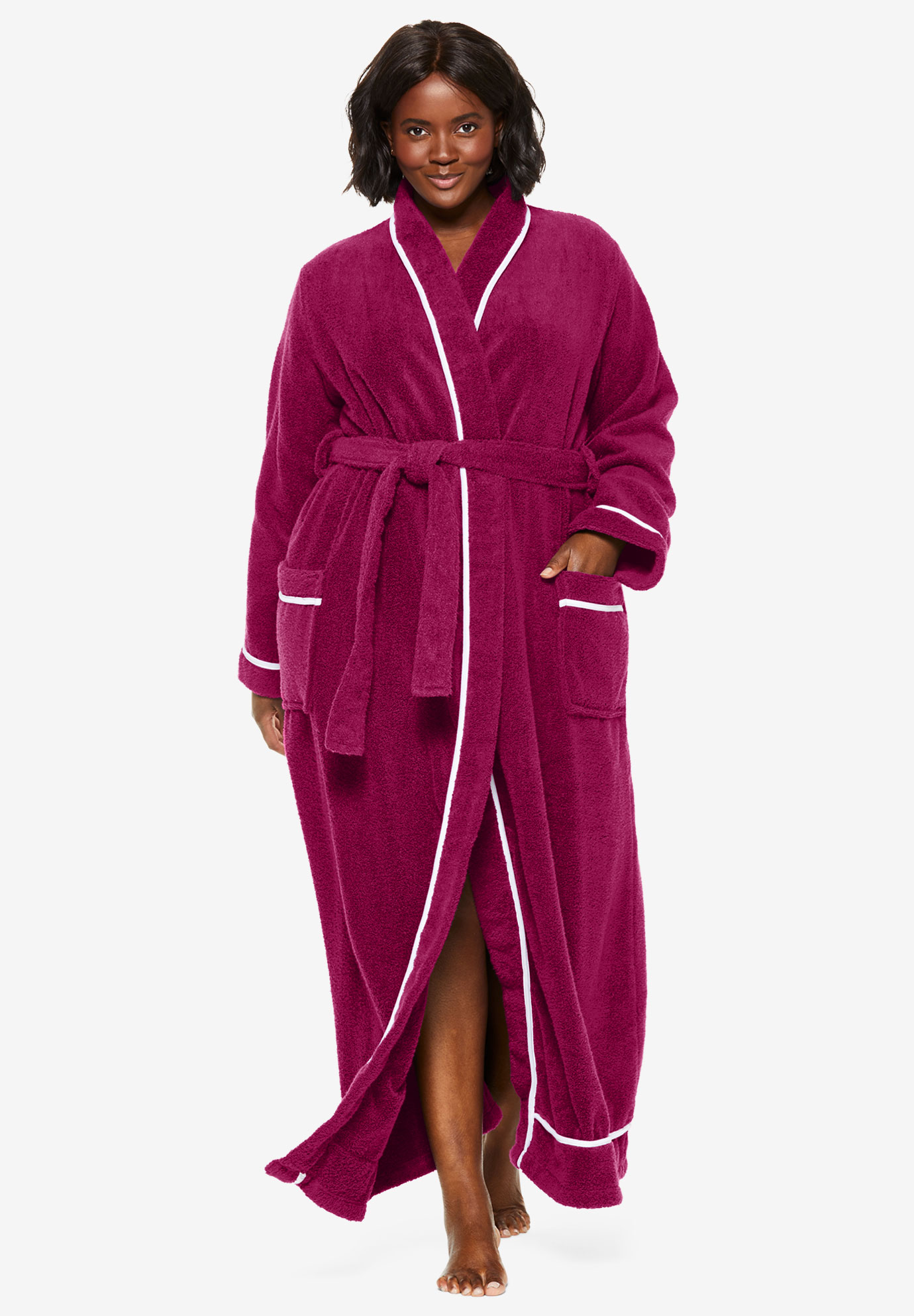 Spa Terry Long Wrap Robe By Dreams And Co® Plus Size Robes Roamans