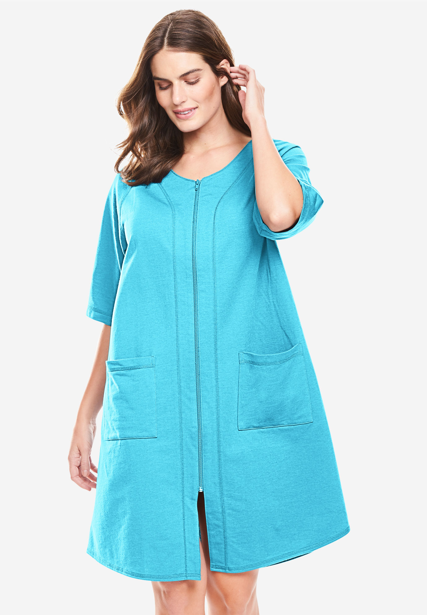 Short Sleeve French Terry Robe By Dreams And Co® Plus Size Sleepwear Roamans 