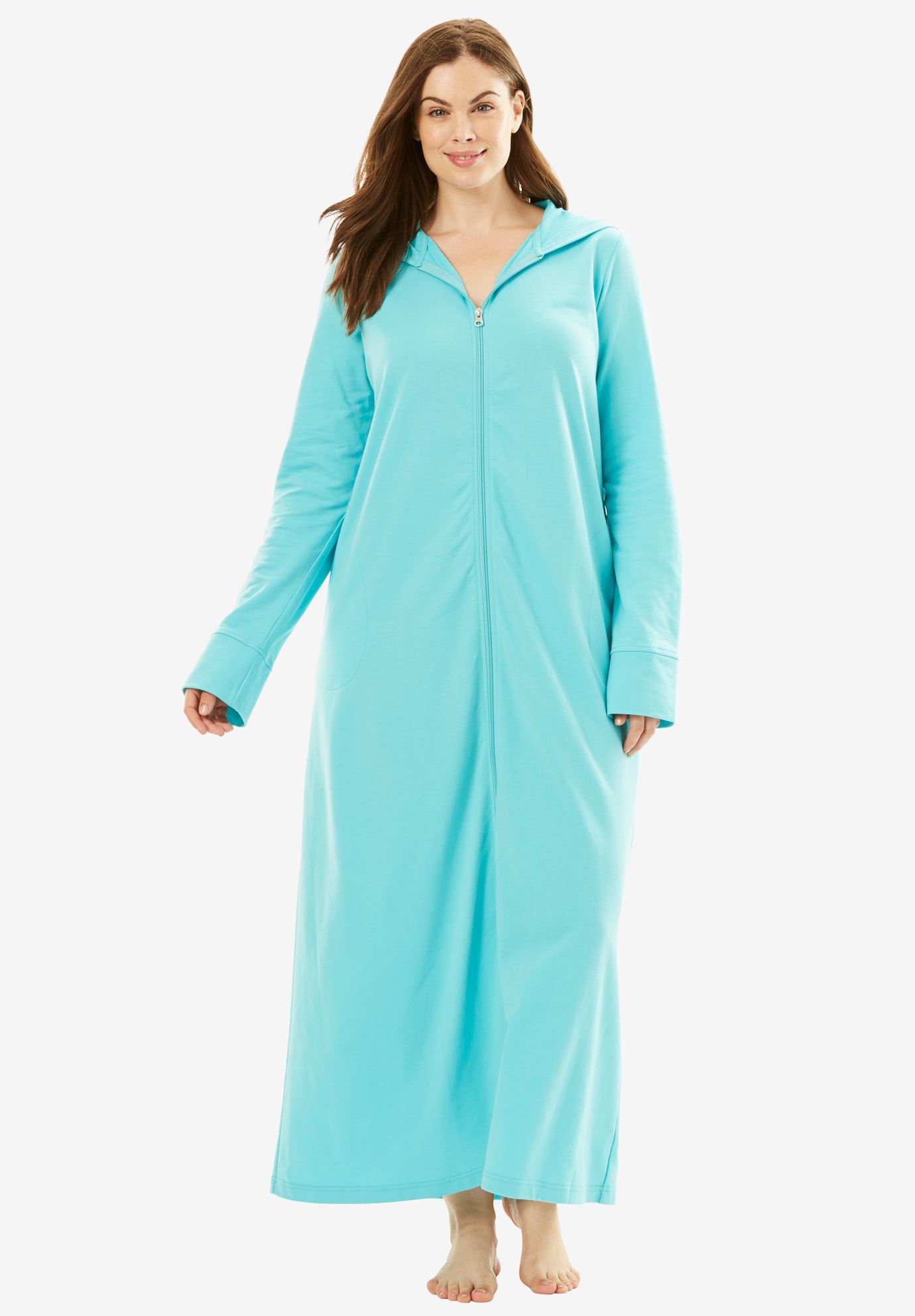 Long Zip-Front Robe by Dreams & Co.® | Plus Size Sleepwear | Roaman's