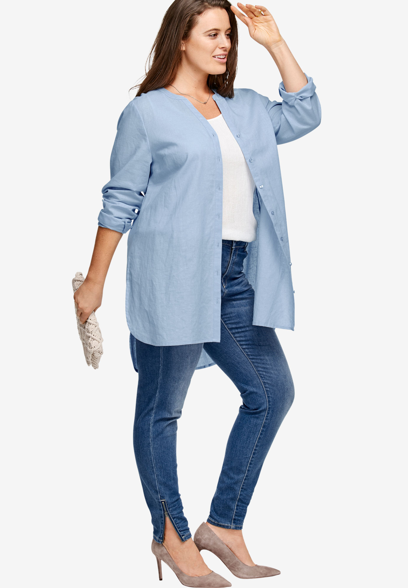 Linen Blend Tunic By Ellos® Plus Size Tunics Roamans 