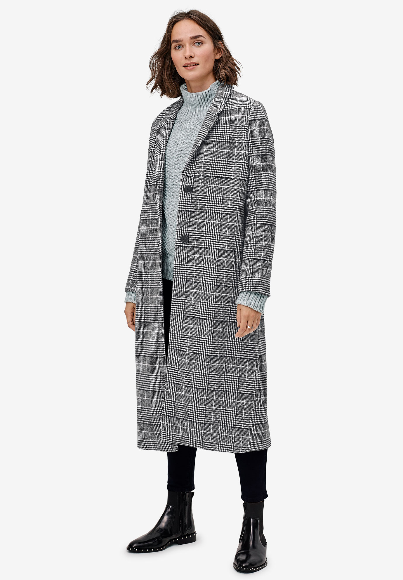 Wool-Blend Long Plaid Coat by ellos®| Plus Size Coats & Jackets | Roaman's