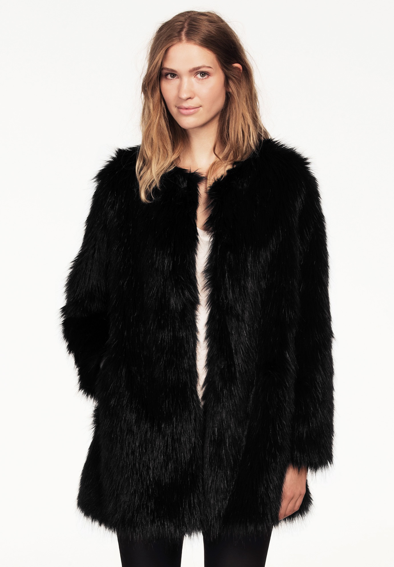 Faux Fur Snap Front Coat | Roaman's
